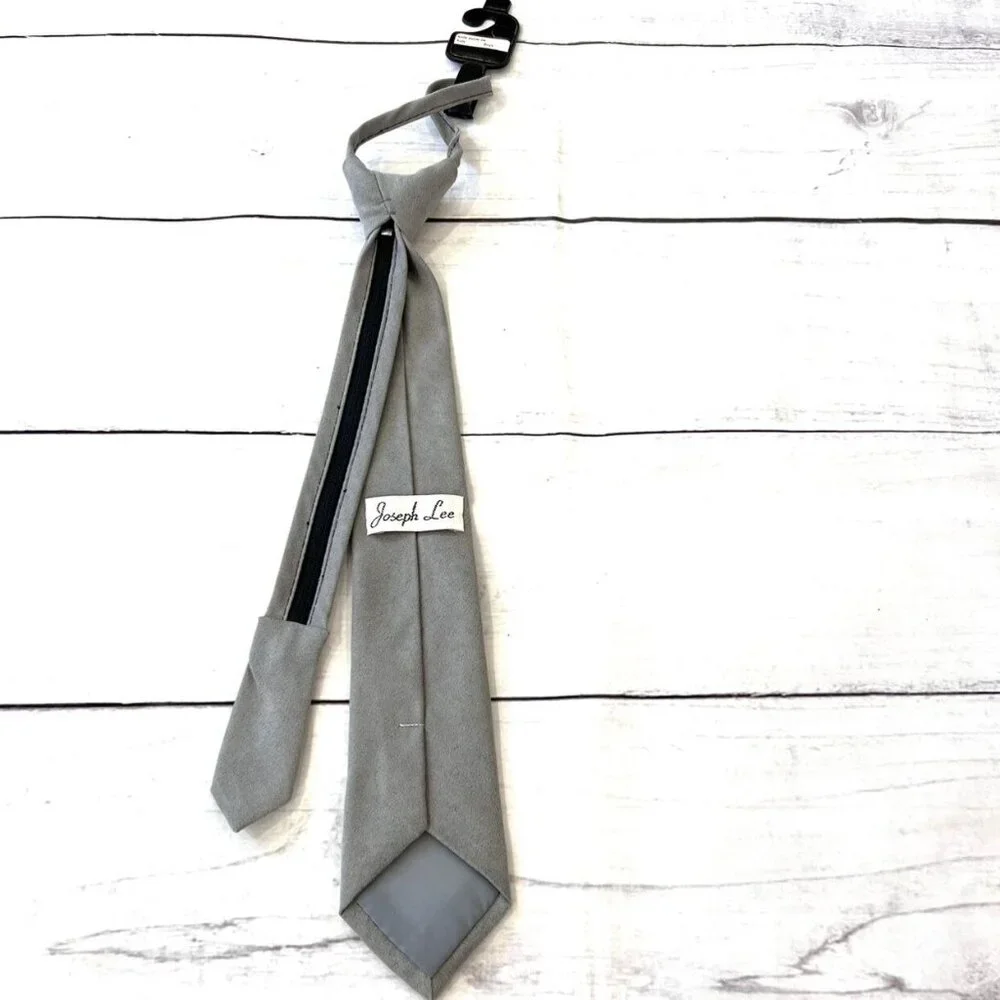 🆕NWT Joseph Lee Kids Suede Gray Zipper Tie